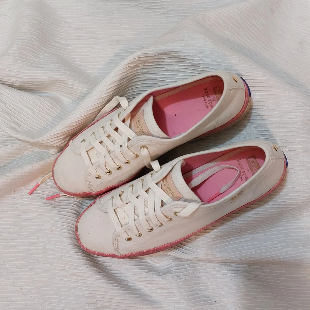 Keds × Kate Spade Cream and Pink  Espadrille Sneakers Size 10